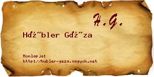 Hübler Géza névjegykártya